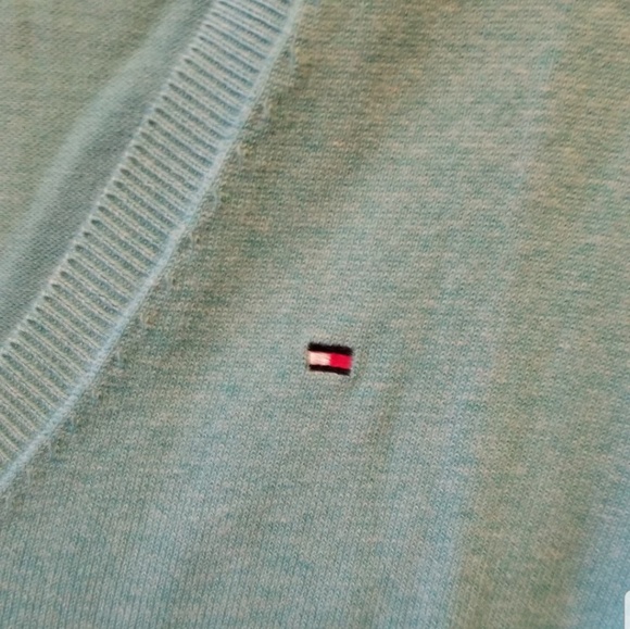 NWOT- Tommy Hilfiger Light Blue V-Neck Ivy Sweater - Picture 3 of 4